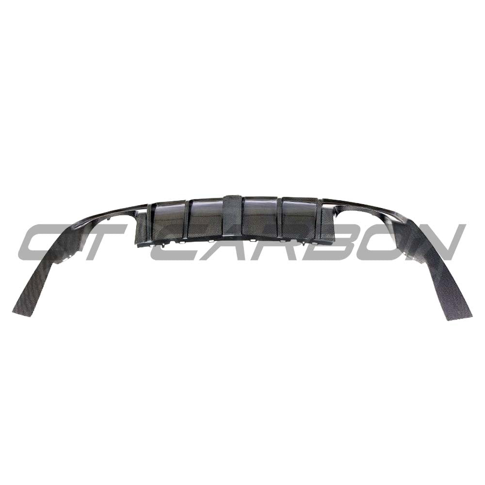 CT Carbon Audi RS3 8V saloon rear full carbon fiber diffuser with DTM light, showcasing sleek racing-inspired design.