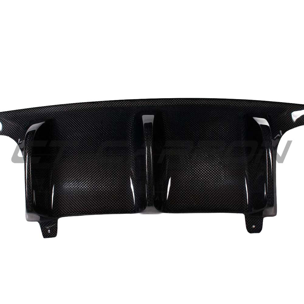 BMW E92/E93 M3 carbon fibre diffuser by CT Carbon, showcasing sleek aerodynamic design for enhanced vehicle performance.
