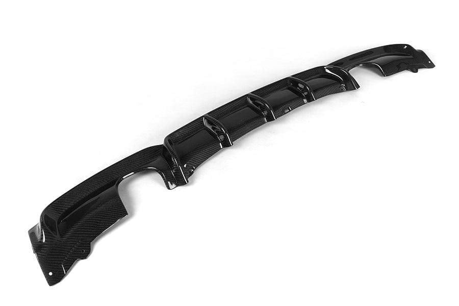 BMW F30/F31 3 Series carbon fibre diffuser by CT Carbon, V2 style with dual exhaust cutouts, for 2011-2019 models.