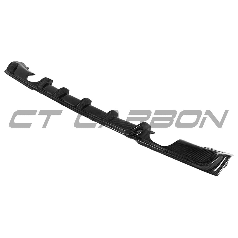 BMW F30 3 Series 2011-2019 Carbon Fibre Diffuser Kit by CT Carbon with dual exhaust cutouts and MP style design.