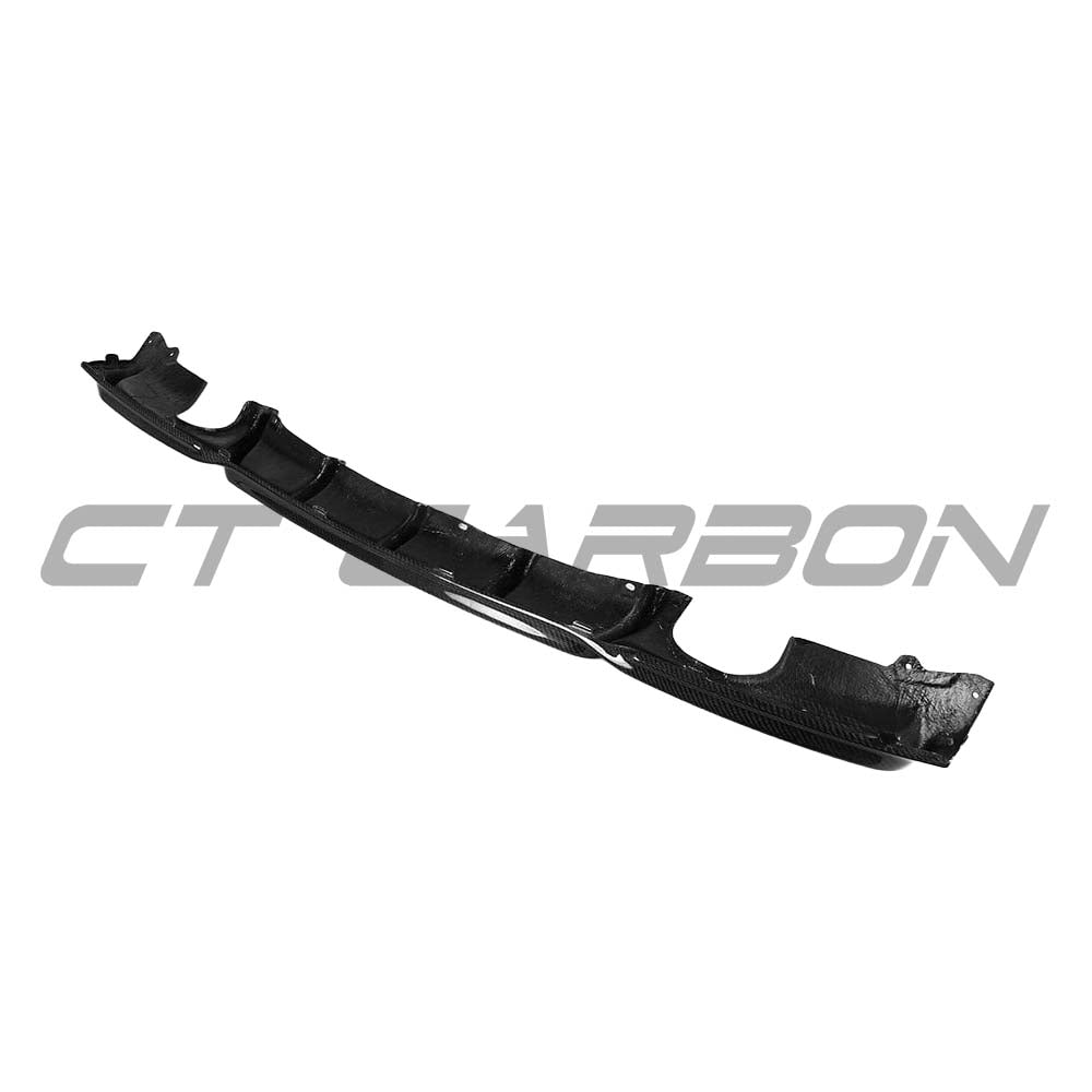 BMW F30/F31 3 Series carbon fiber diffuser by CT Carbon with dual exhaust cutouts for 2011-2019 models.