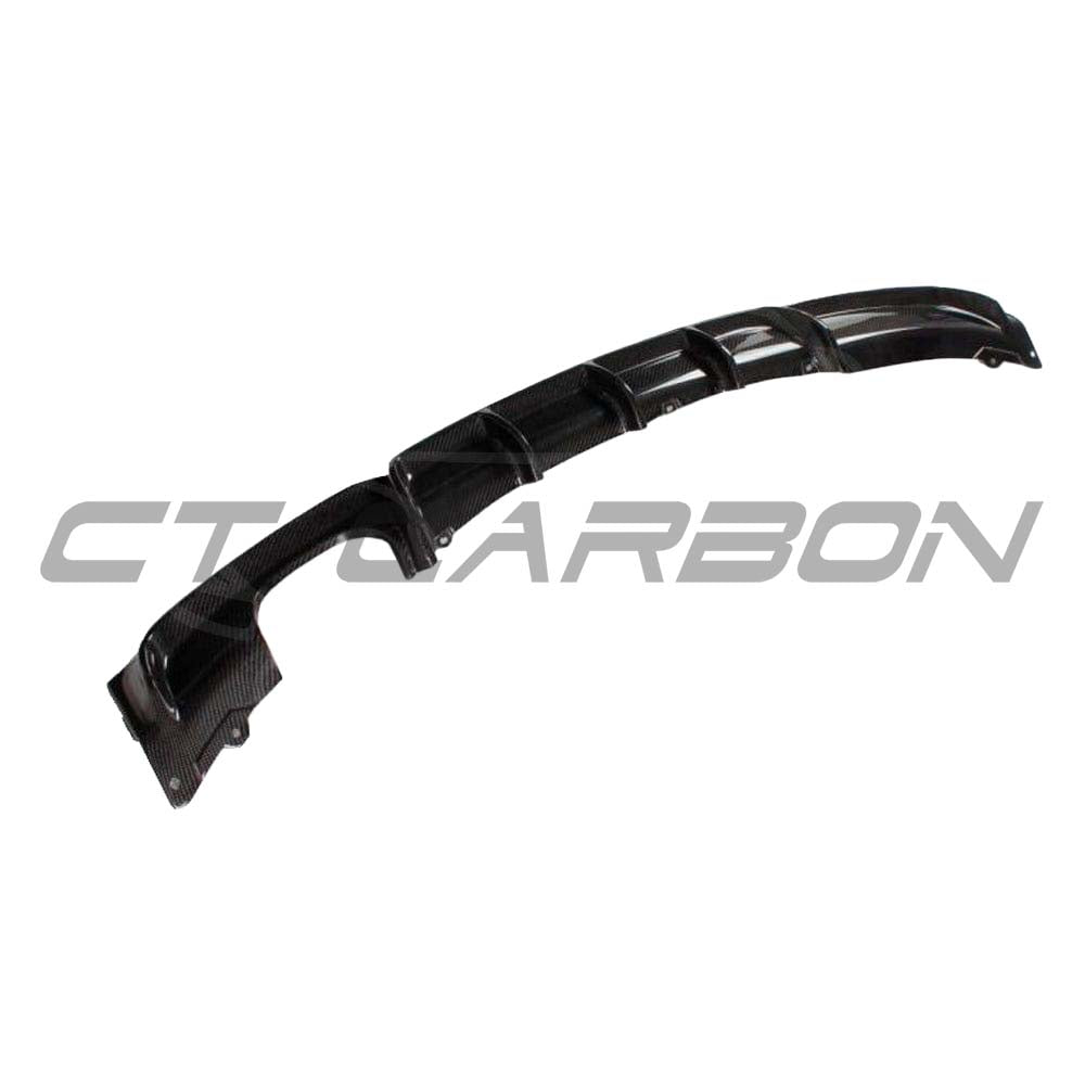 BMW F30 3 Series 2011-2019 carbon fibre diffuser kit by CT Carbon, featuring MP style twin exhaust cutouts.