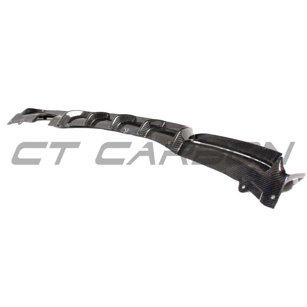 BMW F30/F31 3 Series carbon fibre diffuser with twin exhaust by CT Carbon, featuring a sleek MP style design and V1 version.