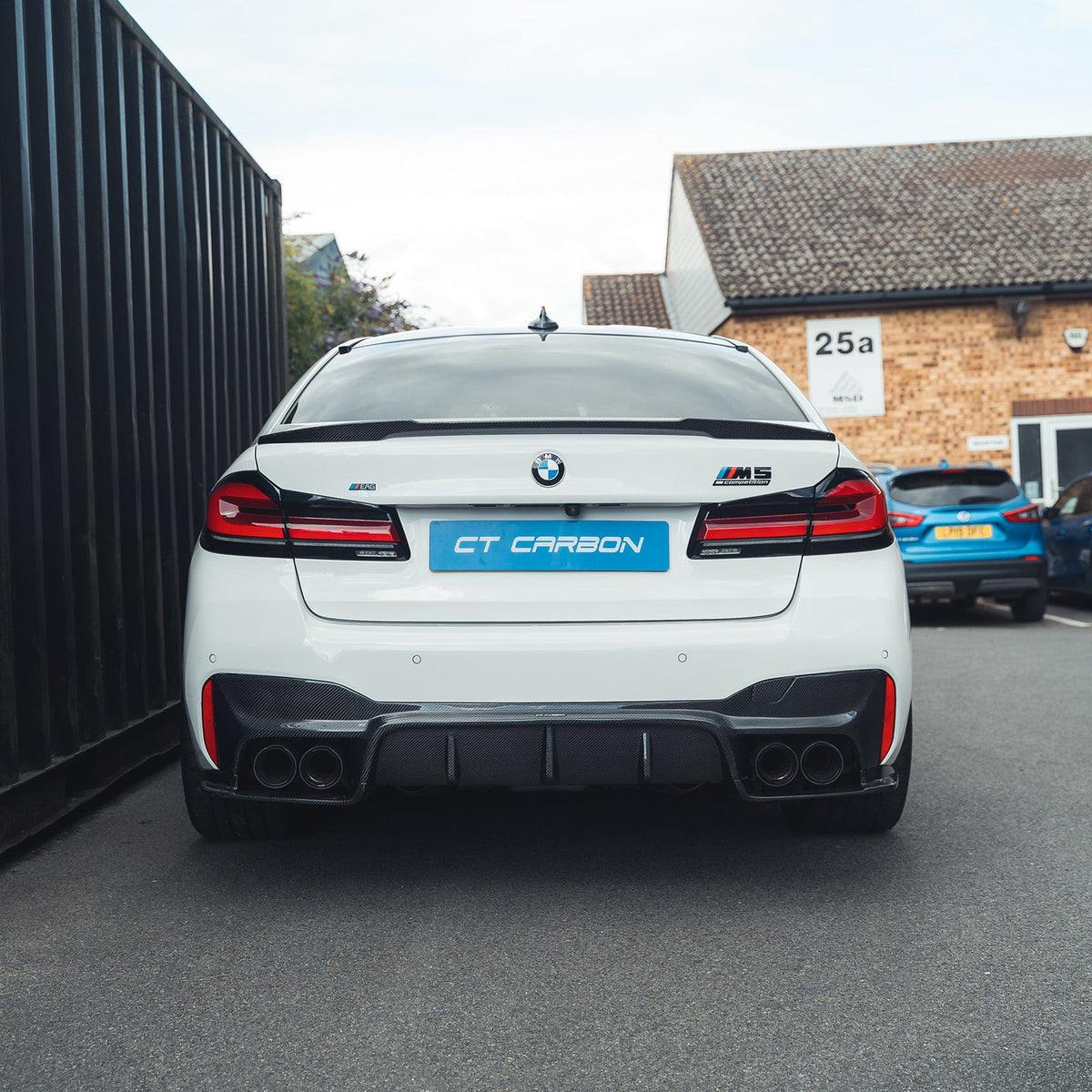 BMW F90 M5 CT Carbon fiber diffuser V2, 3D-style automotive diffuser with sleek carbon fiber finish for enhanced aerodynamics.