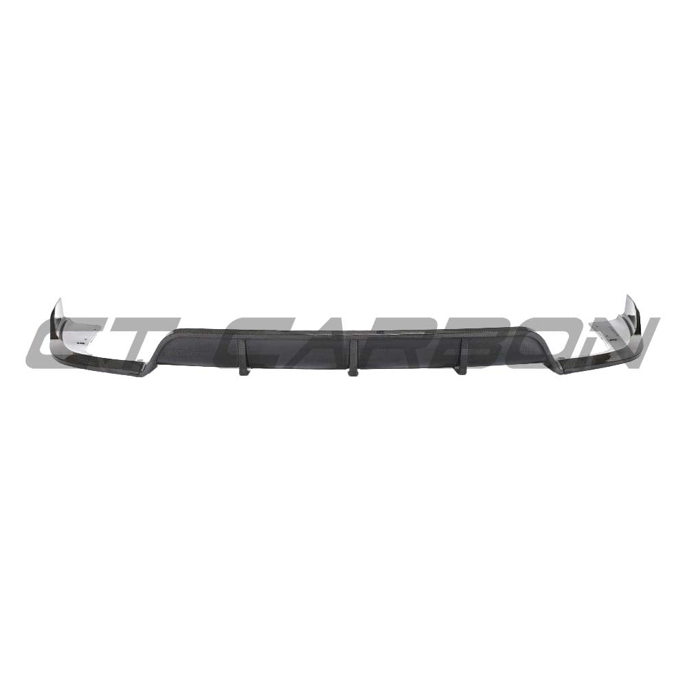 BMW X5 G05 2018-2023 CT Design carbon fibre diffuser showcasing sleek, textured carbon fiber surface and aerodynamic design.