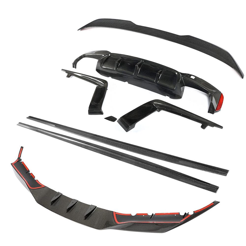 BMW F90 M5 saloon full carbon fibre kit by CT Carbon, including body parts with a sleek carbon fiber finish.