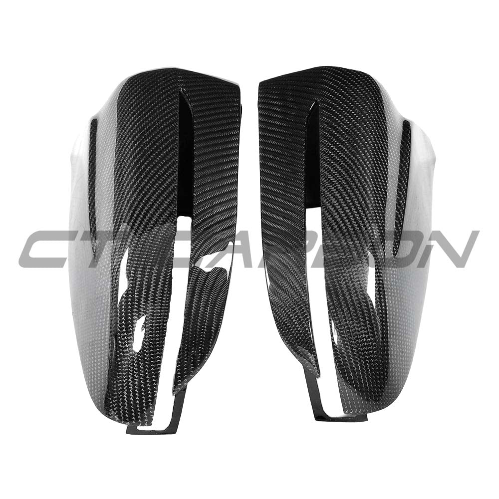 BMW 3, 4, 5 Series G20/G22/G30 carbon fibre side mirrors by CT Carbon, LHD only, sleek exterior view of mirror replacements.