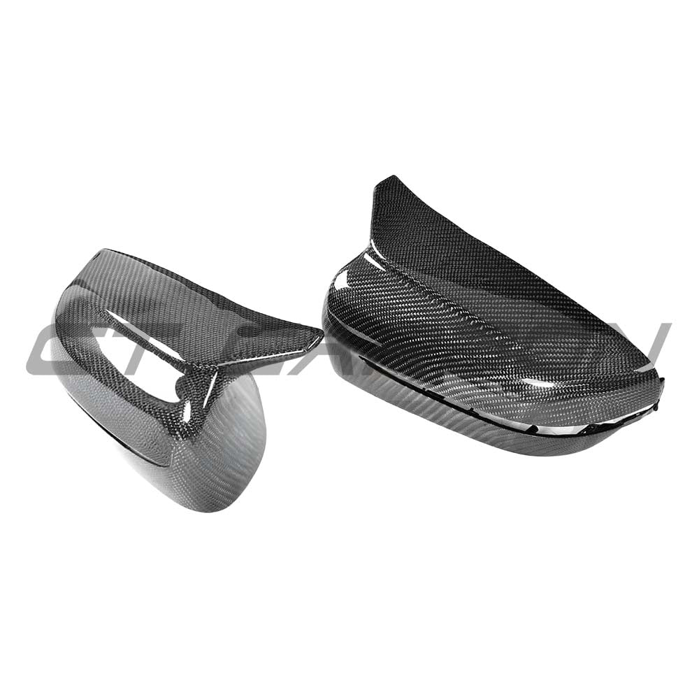 BMW 3, 4, 5 Series G20/G21/G22/G26/G30/G31 carbon fiber side mirrors from CT Carbon, LHD only, with a sleek, glossy finish.