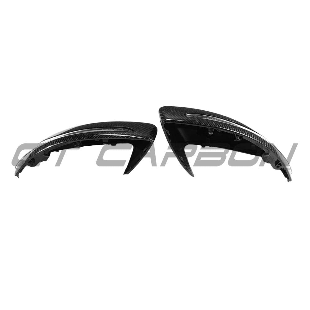 Carbon fibre side mirror replacements for Mercedes W205 and W213, LHD only, by CT Carbon, featuring sleek, lightweight design.
