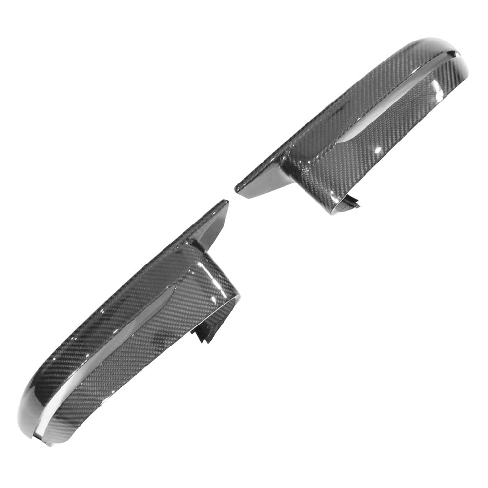 BMW M3 M4 G80 G82 G83 carbon fiber replacement mirrors by CT Carbon, LHD side view showing sleek, lightweight mirror design.