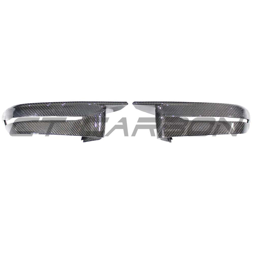 BMW M2/M3/M4 G80/G82 carbon fiber replacement mirrors by CT Carbon, LHD side, showing sleek aerodynamic design.