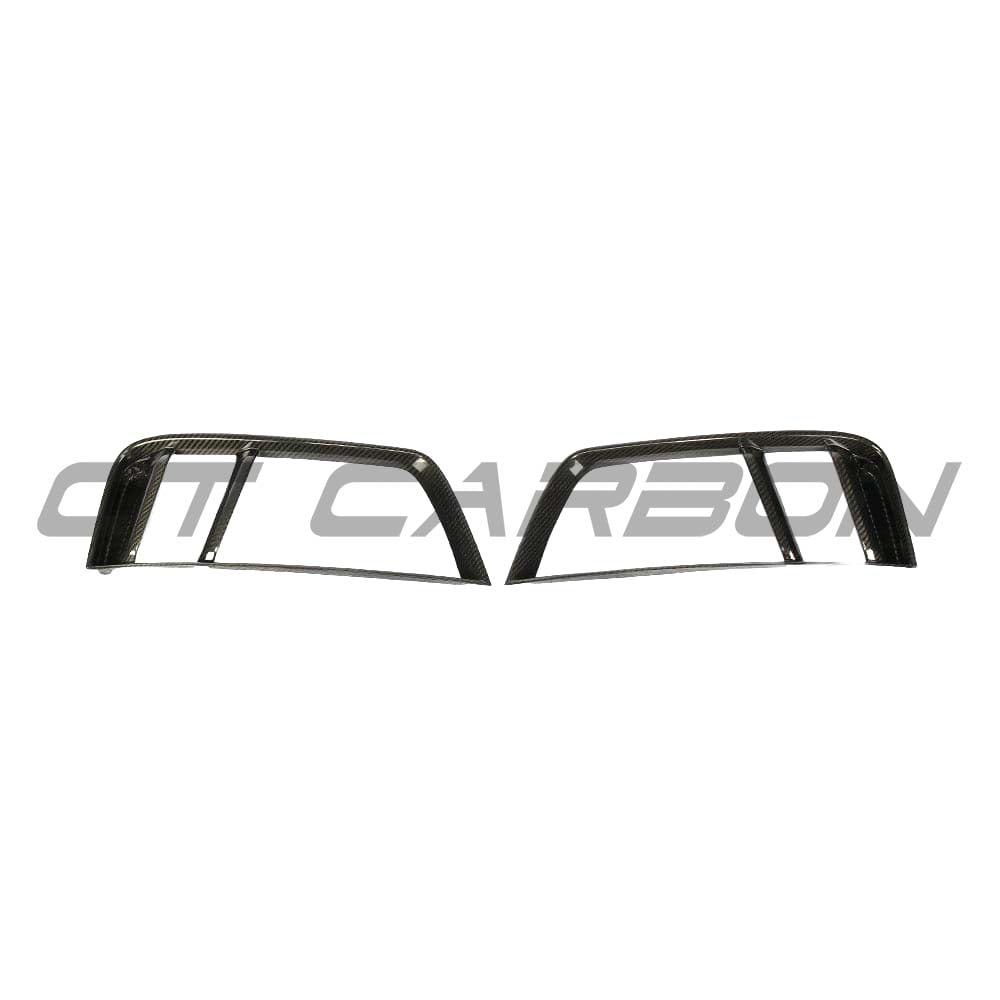 Carbon fiber rear side grille for Audi R8 V10 Gen 2 by CT Carbon, showcasing sleek, lightweight automotive grille design.