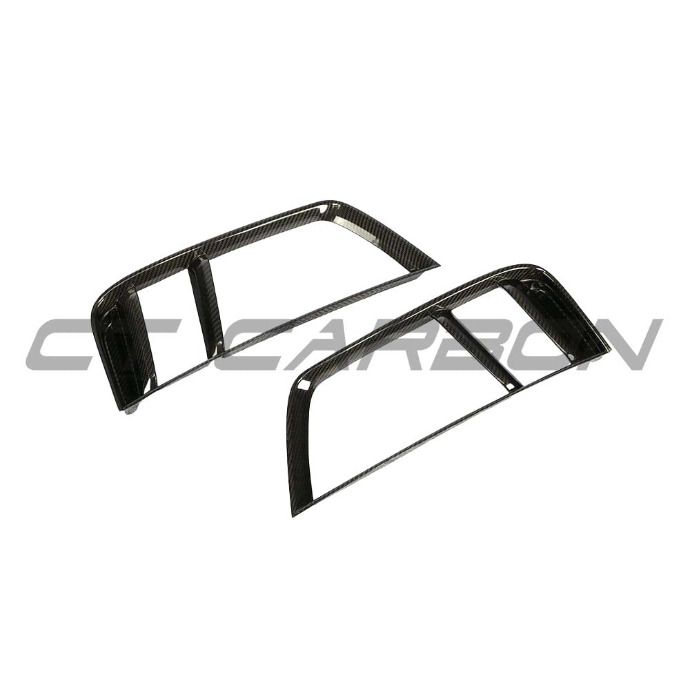 Carbon fibre rear side grille for Audi R8 V10 Gen 2 by CT Carbon, showcasing sleek, textured carbon fibre design on the vehicle's rear side.