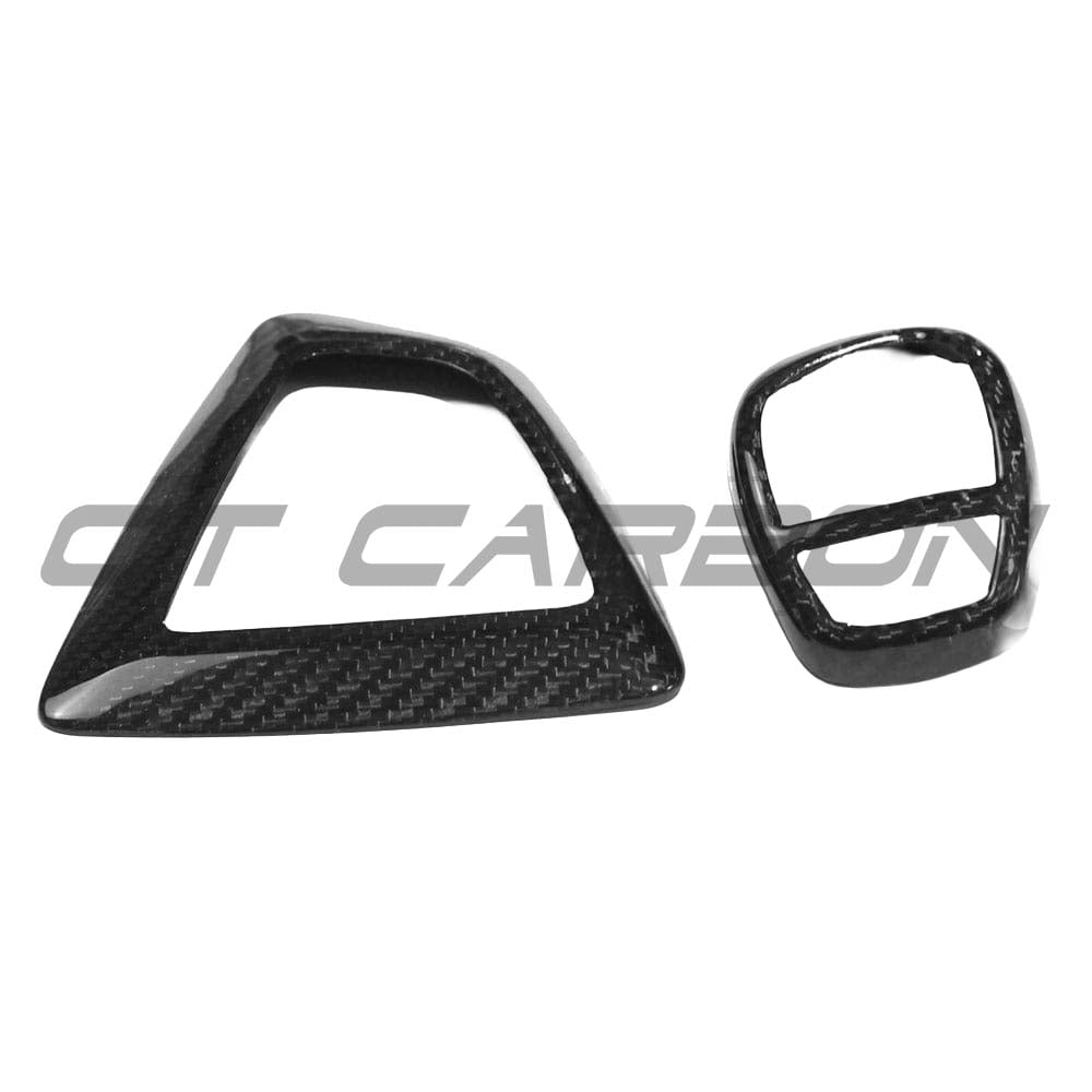 BMW Fxx ZF shifter and surround set by CT Carbon, LHD version, featuring sleek carbon fiber accents and detailed installation components.