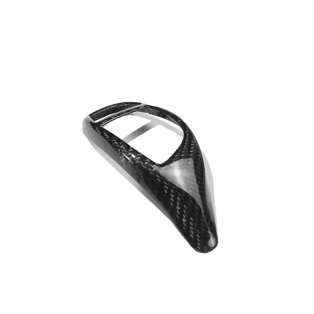 Carbon fiber BMW Fxx ZF shifter cover for LHD models by CT Carbon, showcasing the sleek, textured surface of the accessory.