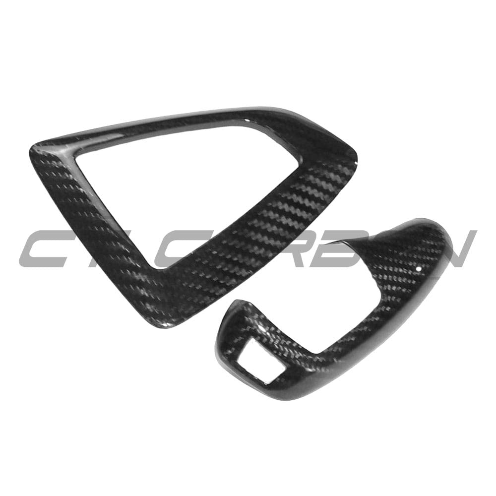 BMW Fxx ZF shifter and surround set by CT Carbon, featuring premium carbon fiber accents for right-hand drive vehicle interior.