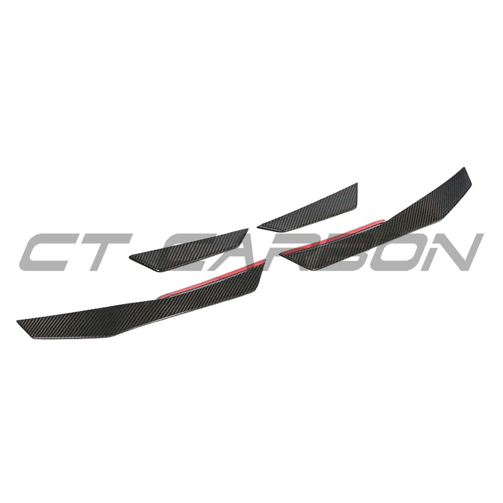 Audi R8 V10 Gen 2 carbon fibre side canards by CT Carbon, showcasing sleek aerodynamic car accessories on the vehicle's sides.
