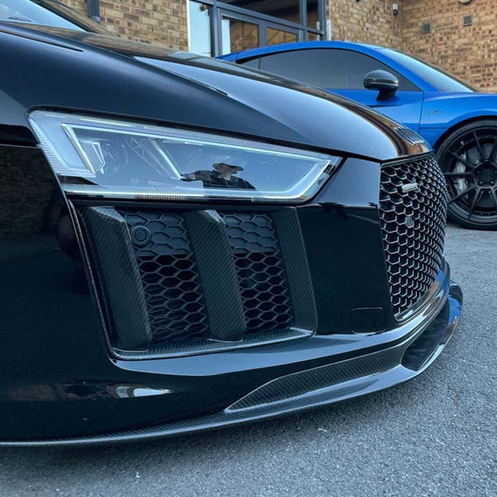 Audi R8 V10 Gen 2 CT Carbon carbon fibre side grille, close-up view showing sleek design and textured finish.