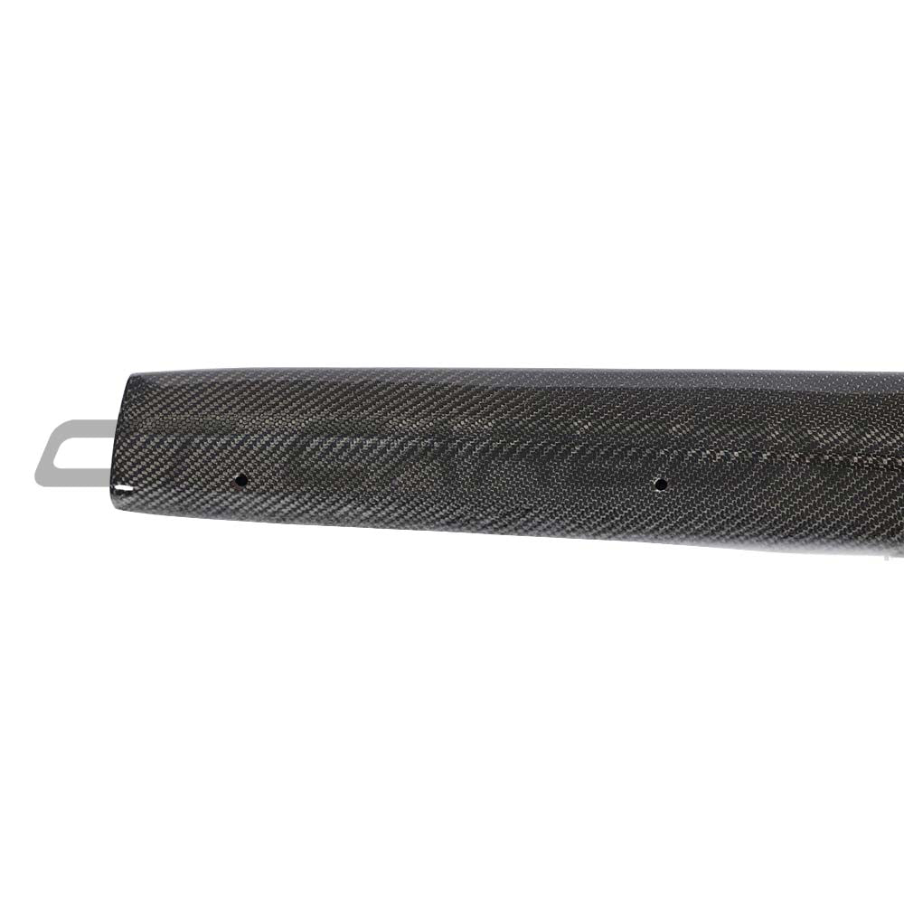 CT Carbon side skirts for Audi RS3 8V saloon, full carbon fiber kit, showcasing sleek, aerodynamic design on the car's side profile.