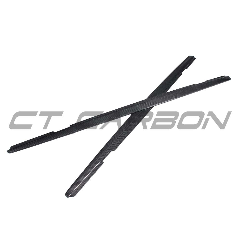 BMW 2 Series F22 carbon fibre side skirts kit by CT Carbon, featuring MP style side skirts on a silver car.