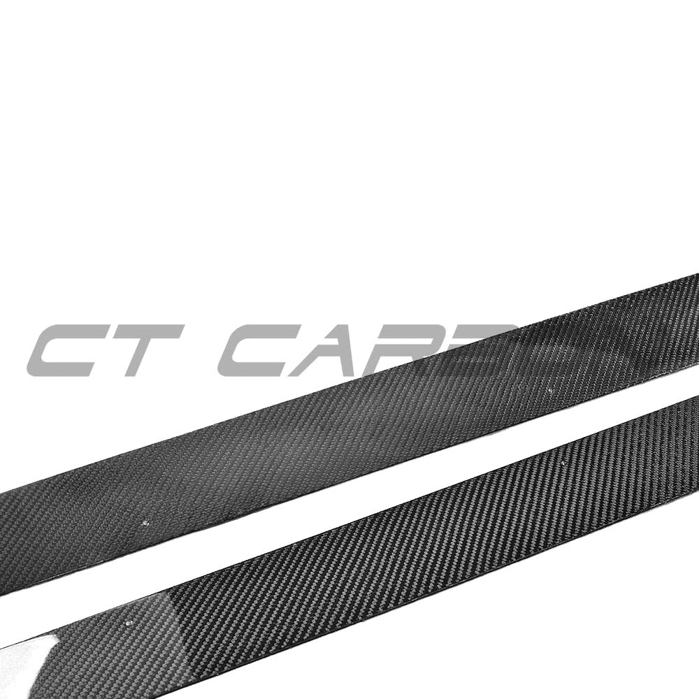 BMW G30 5 Series carbon fibre side skirts kit by CT Carbon, featuring sleek MP-style design on a black car.
