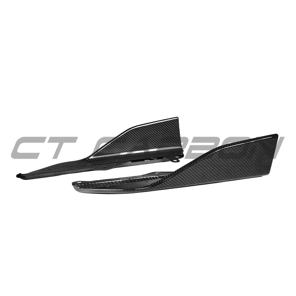 BMW G42 2 Series carbon fibre side skirts by CT Carbon, featuring sleek MP style design for enhanced sporty look.