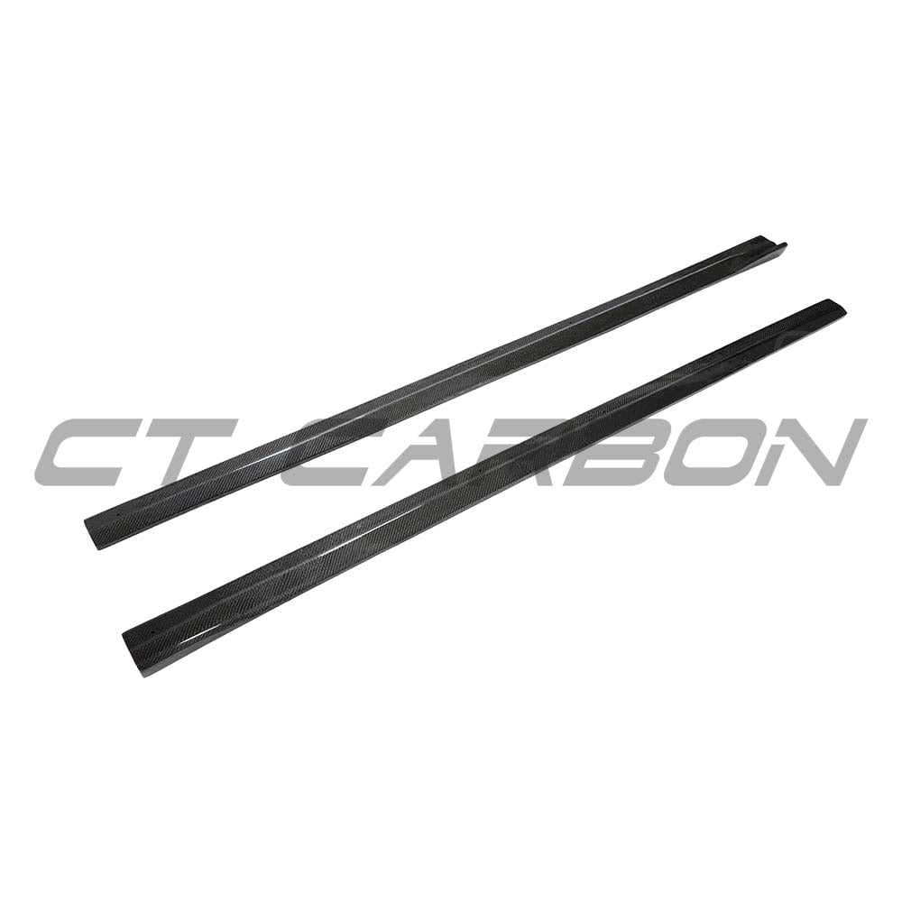 BMW F87 M2 2016-2018 CT Carbon full carbon fiber side skirts, 3D style, lightweight aerodynamic upgrade for M2 coupe.