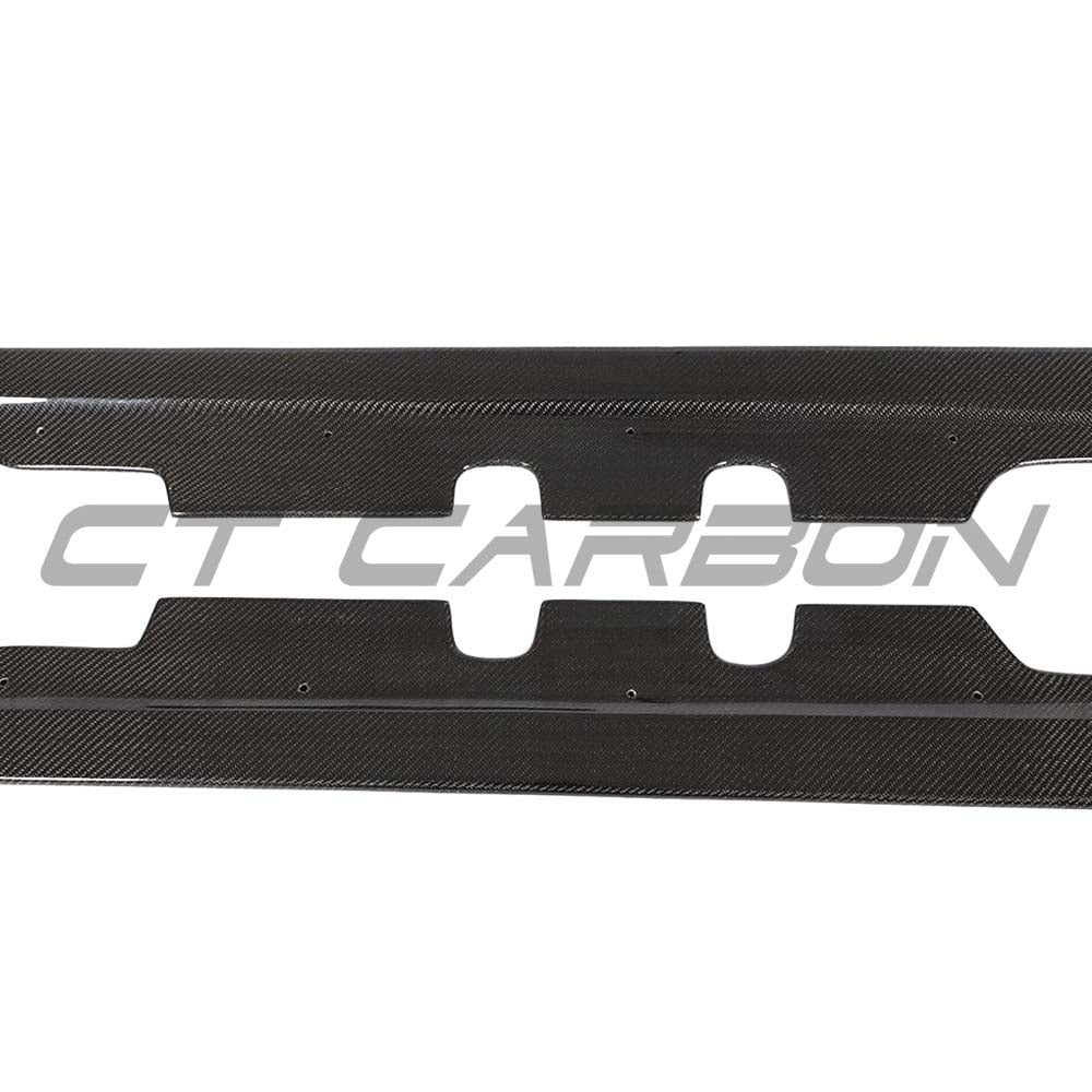 BMW M3 E92 carbon fibre side skirts by CT Carbon, showing sleek, aerodynamic side panel enhancements for sporty styling.