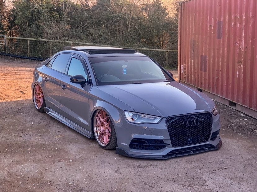 CT Carbon Audi A3 S-Line and S3 facelift saloon 8V carbon fibre splitter, lightweight aerodynamic car upgrade.