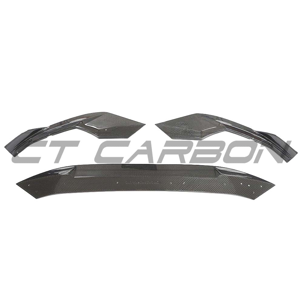 CT Carbon full carbon fibre kit for Audi A3/S3 8Y saloon, including splitter and body panels, showcasing sleek carbon fiber finish.
