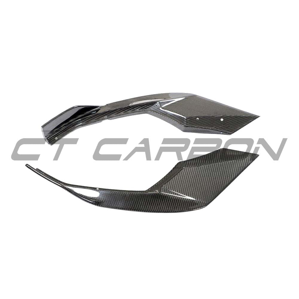 Full carbon fibre kit for Audi A3/S3 8Y saloon by CT Carbon, including front splitter and aerodynamic components.
