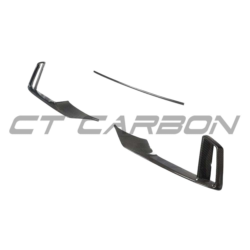 CT Carbon full carbon fibre kit for Audi RS3 8V Saloon facelift, including splitter and bumper trim with V-style design.
