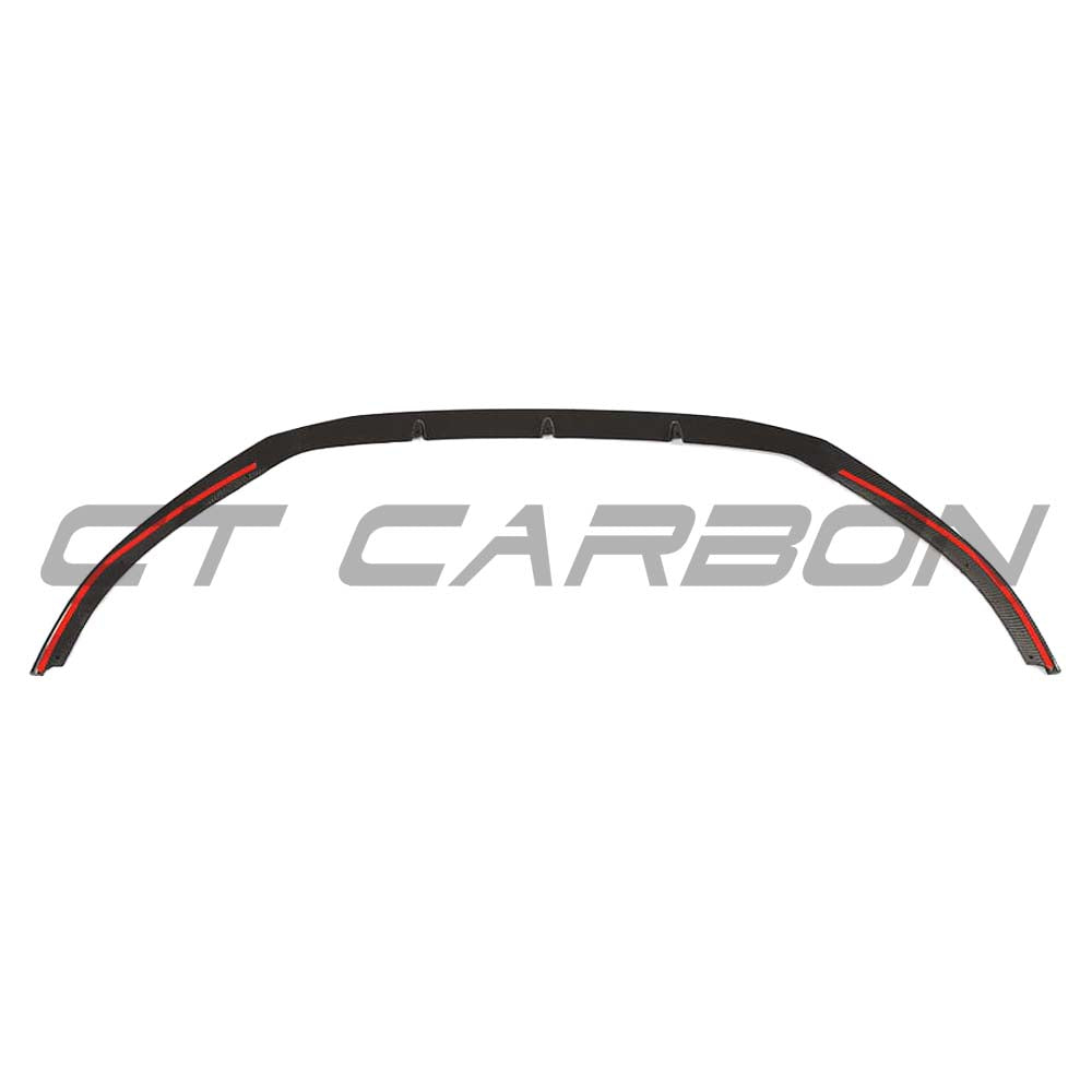 Carbon fibre splitter for Audi RS3 8V saloon by CT Carbon, showing sleek aerodynamic design on the car's front.