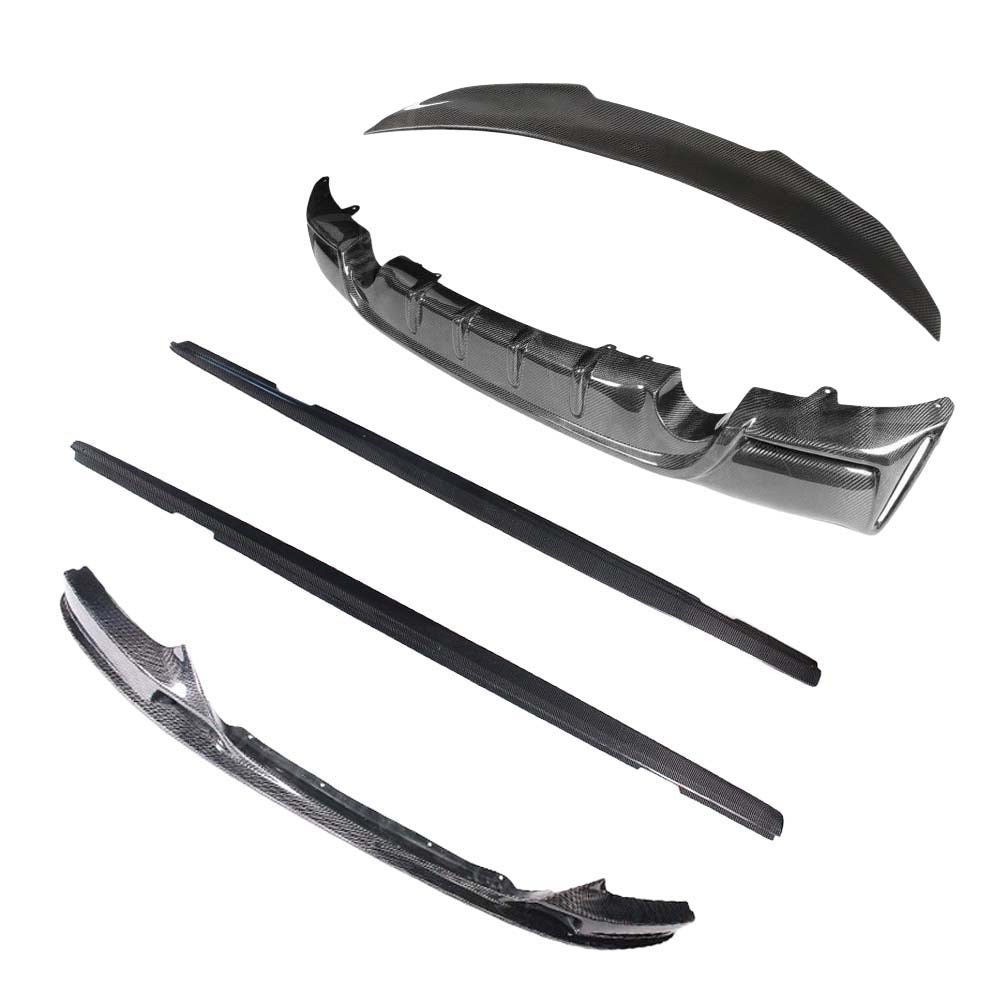 BMW 2 Series F22 2014-2020 full carbon fiber kit including front lip splitter, CT Carbon V3 design, installed on the vehicle.