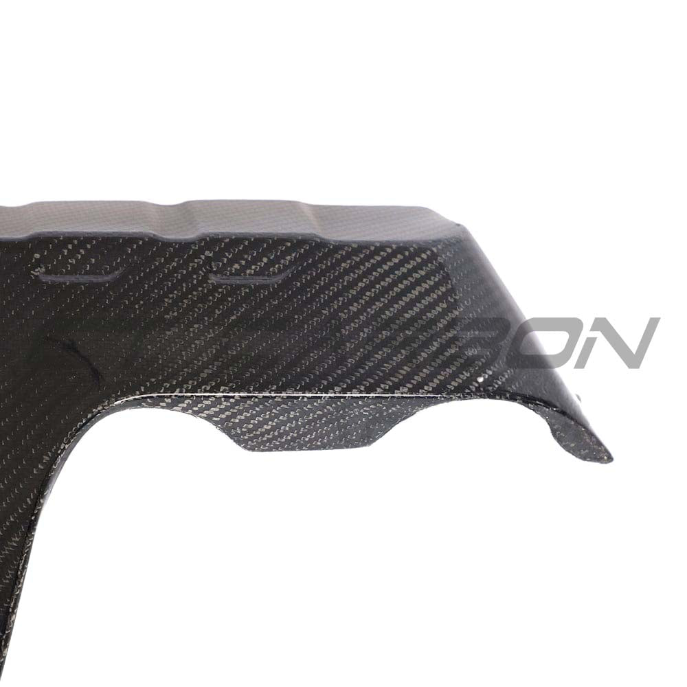 BMW F80/F82/F83/F87 M2C/M3/M4 carbon fiber engine cover by CT Carbon, showcasing sleek, lightweight carbon fiber material.