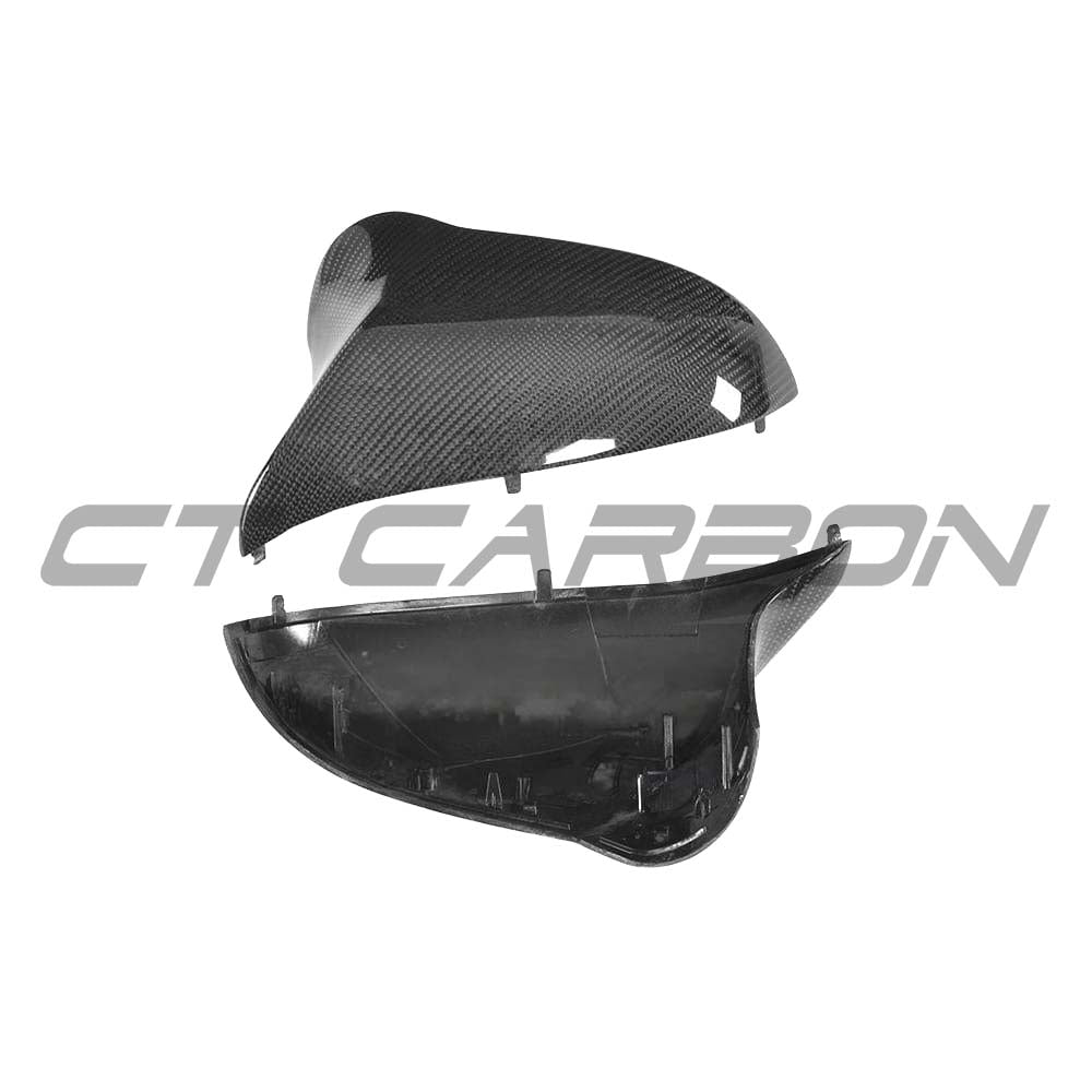 BMW F80/F82/F83/F87 M2C M3 M4 carbon fibre side mirrors by CT Carbon, LHD only, showcasing sleek, lightweight carbon fiber design.