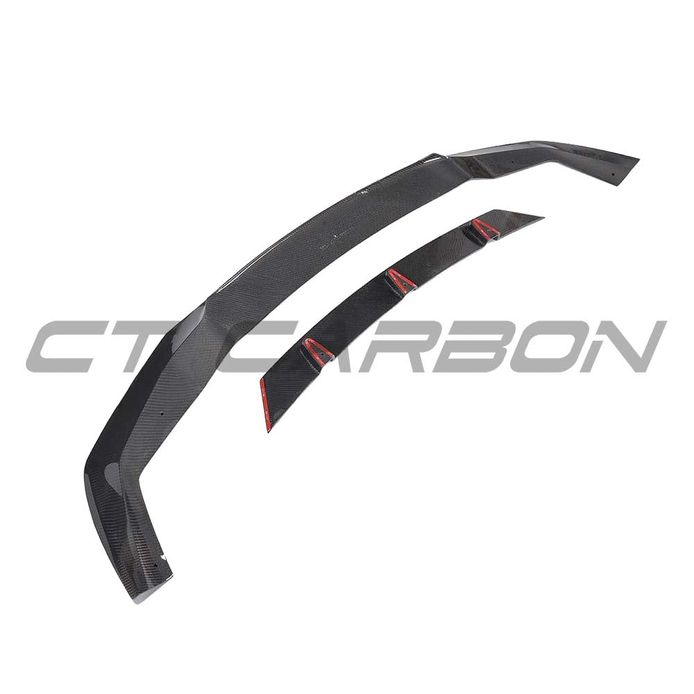 BMW M2 F87 N55 CT Carbon V3 carbon fibre splitter, V-style, designed for aerodynamic performance and sleek sport styling.