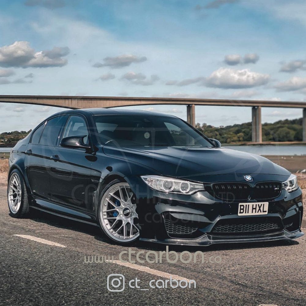 BMW M3 F80 saloon with CT Carbon full carbon fibre kit, including V-style splitter and aerodynamic enhancements.