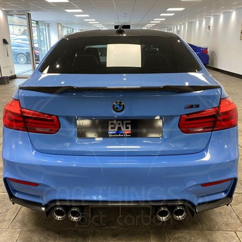 Full view of a BMW M3 F80 saloon with CT Carbon V3 full carbon fibre kit, including splitters and aerodynamic components.