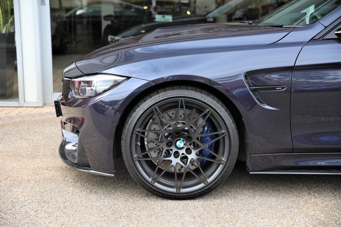 Full BMW M3 F80 carbon fibre kit by CT Carbon, including front splitter, side skirts, and rear diffuser on the saloon model.