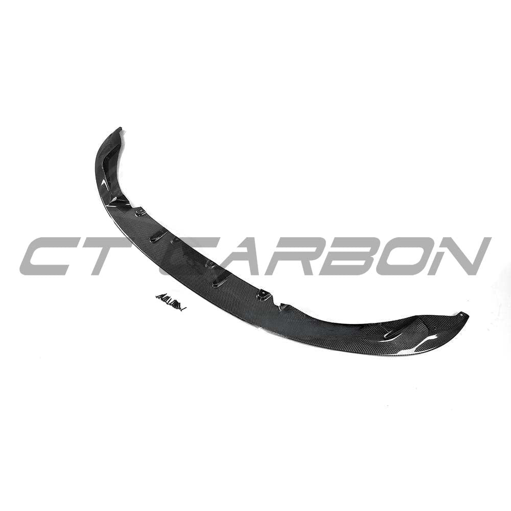 CT Carbon carbon fiber splitter for BMW M3 M4 F80 F82 F83 2014-2020, featuring 3D style front splitter design.