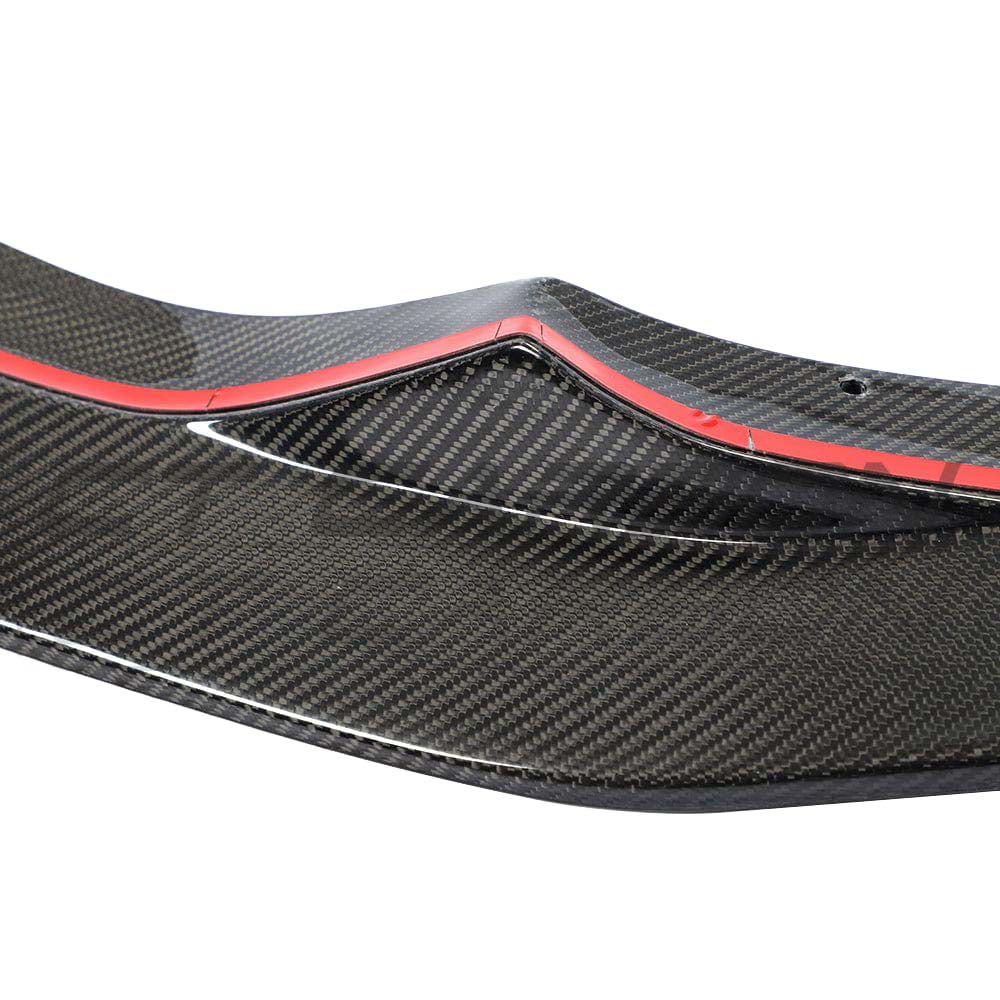 BMW M3 M4 F80 F82 F83 carbon fibre splitter by CT Carbon, showing the V8-style lightweight splitte with textured finish.