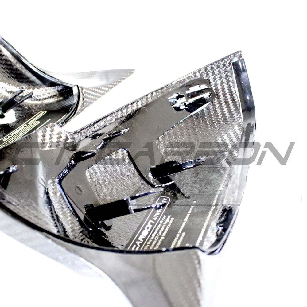 BMW Fxx series carbon mirror replacement by CT Carbon, showing sleek, lightweight OEM-style side mirrors with carbon fiber finish.