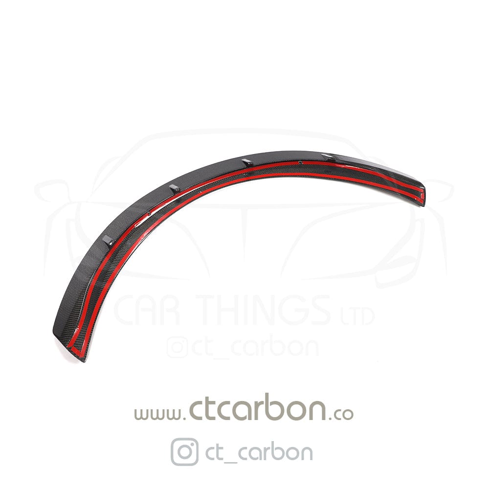 Carbon fiber kit for Toyota Supra A90 2019+ by CT Carbon, featuring splitters and aerodynamic components in a sleek full carbon fiber design.