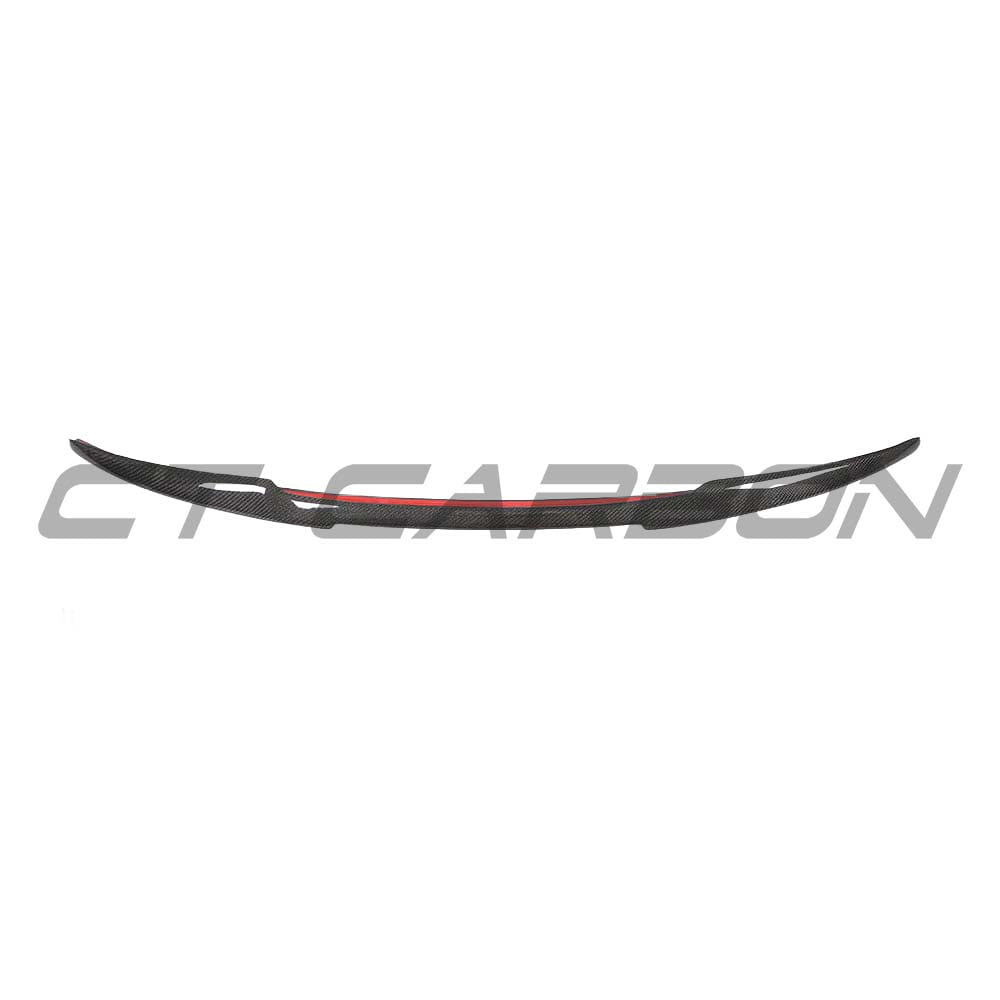 Carbon fibre spoiler for Audi A3 S3 RS3 8V saloon by CT Carbon, showcasing sleek V-style aerodynamic design.