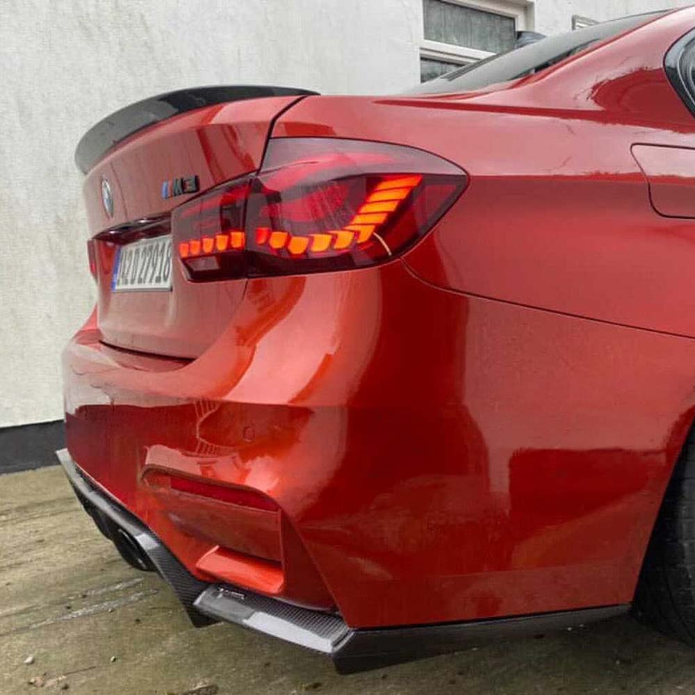 BMW M3 F80 and F30 3 Series carbon fibre spoiler by CT Carbon, rear boot spoiler with sporty MP style design.
