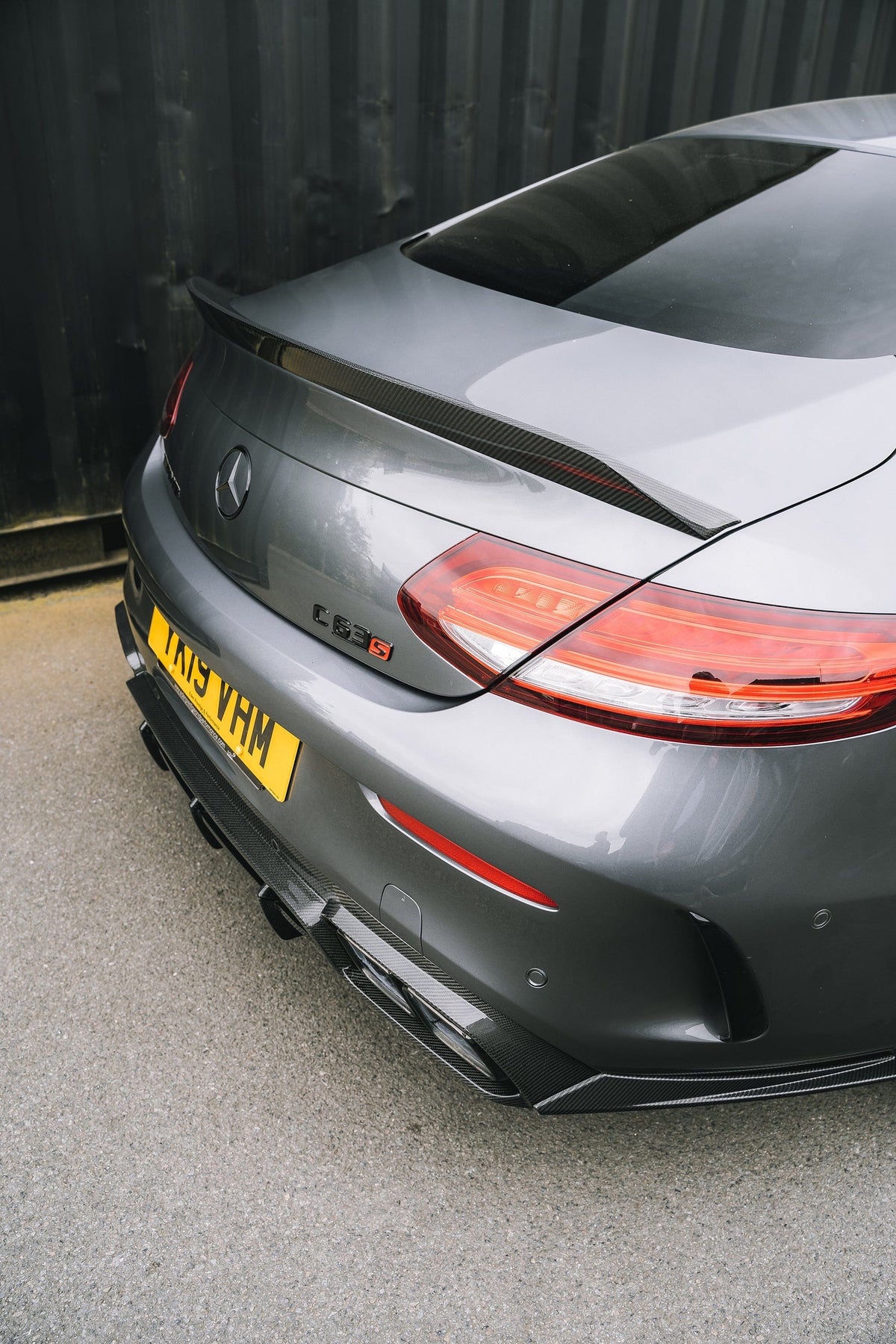 CT Carbon Mercedes C63/C63S/C-Class W205 coupe carbon spoiler, V2 style, with aerodynamic design and sleek finish.