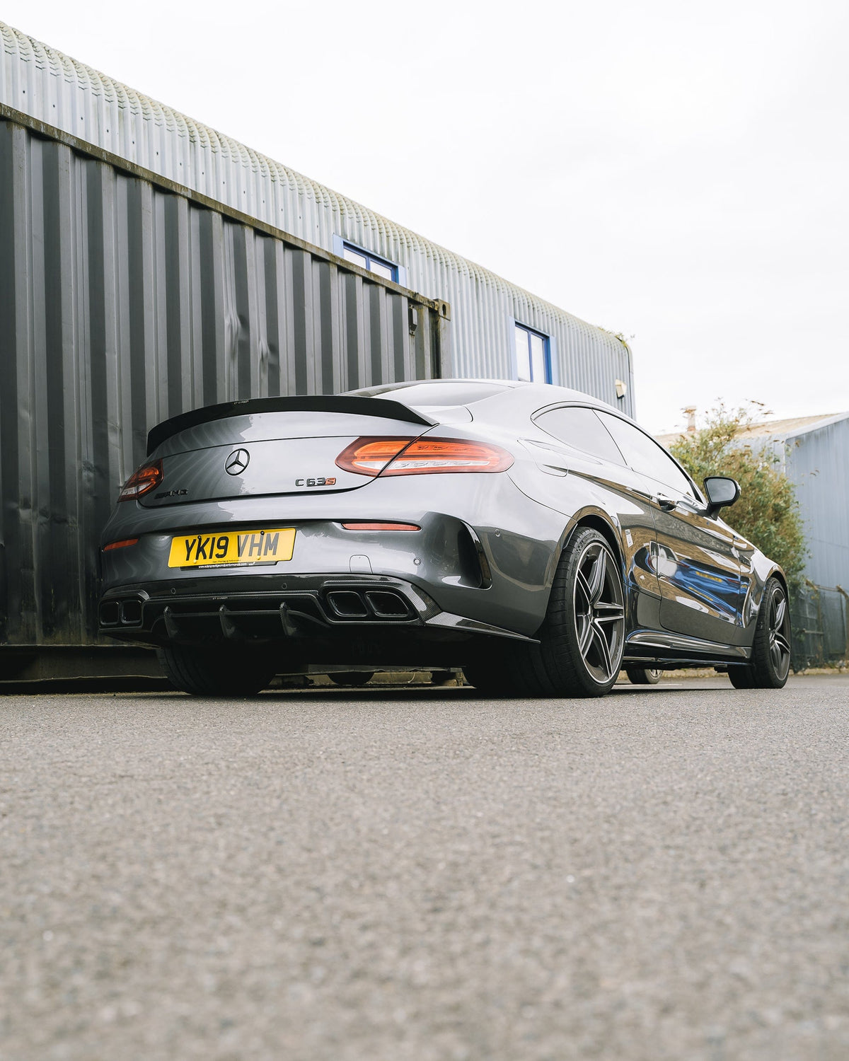 Carbon spoiler for Mercedes C63, C63S, or C-Class W205 coupe by CT Carbon, showcasing sleek aerodynamic design.