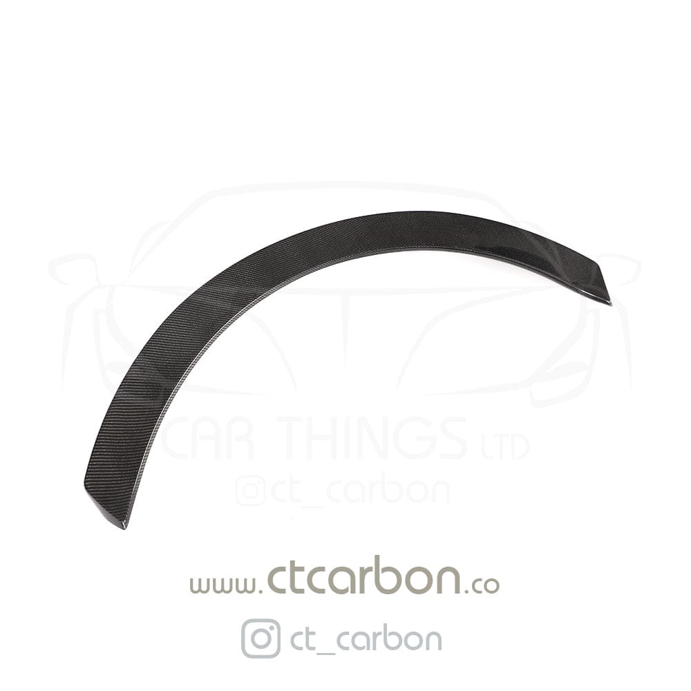 Carbon fibre spoiler for Toyota Supra 2019+ A90 by CT Carbon, shown mounted on the car's rear with aerodynamic design.