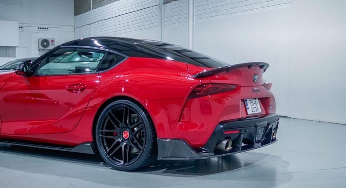 Toyota Supra 2019+ A90 CT Carbon carbon fibre spoiler showcasing sleek design and aerodynamic features.